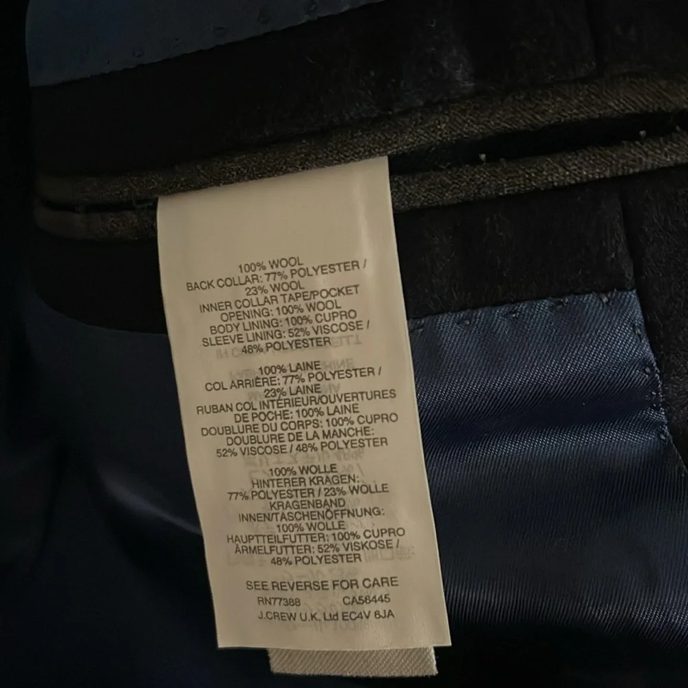 J.Crew Ludlow Suit Jacket 100% American Wool Blue 36R